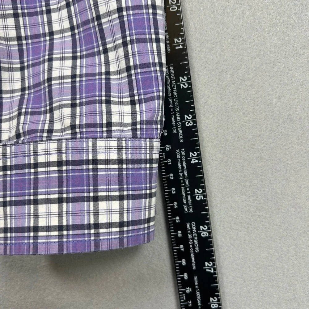 Banana‎ Republic Slim Fit Mens XL Purple Plaid Button Down Long Sleeve Shirt